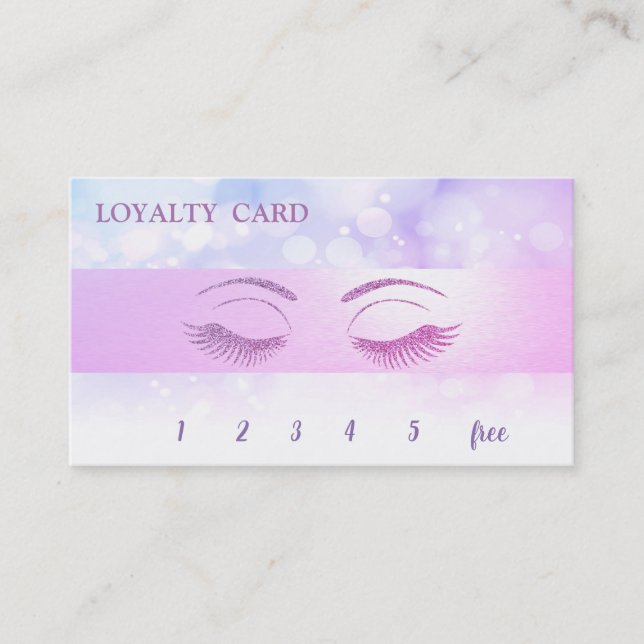 Elegant Glittery Lashes,Striped Bokeh Loyalty Card (Front)