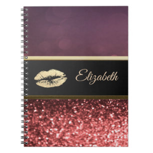 Elegant Glittery Lips Bokeh Notebook