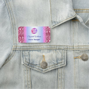 Elegant Glittery Pink Foil Name Tag
