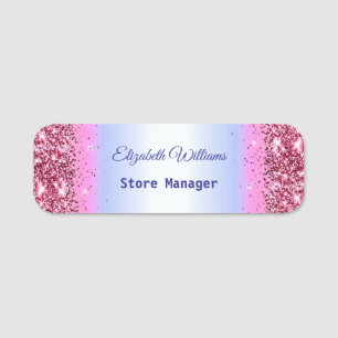  Elegant Glittery Pink  Foil Name Tag