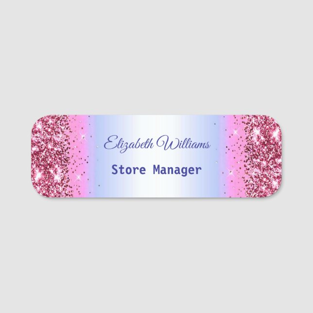  Elegant Glittery Pink  Foil Name Tag (Front)