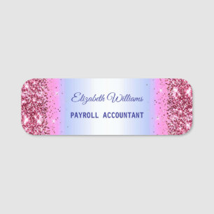 Elegant Glittery Pink  Foil Name Tag