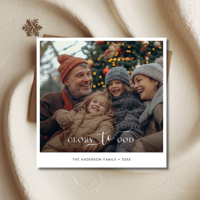 Elegant Glory To God Religious Christmas Photo Holiday Card (Creator Uploaded)