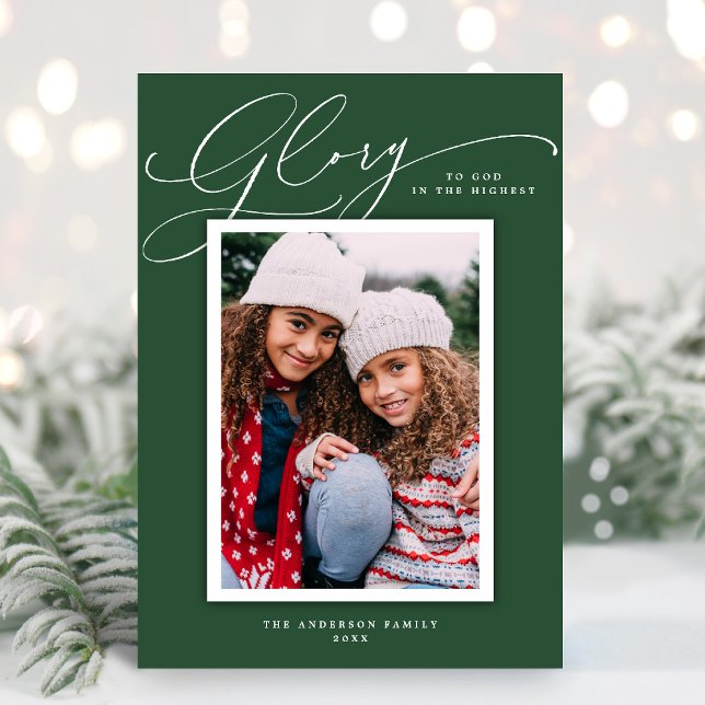 Elegant Glory To God Religious Holiday Photo Card (Creator Uploaded)