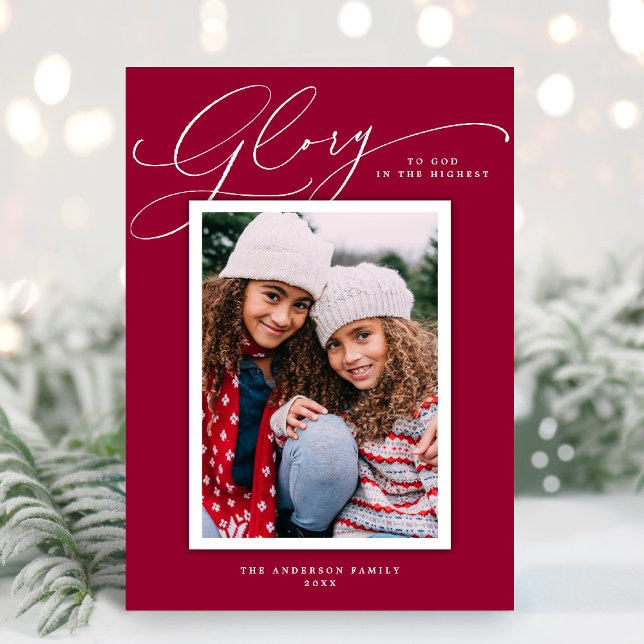 Elegant Glory To God Religious Holiday Photo Card (Creator Uploaded)