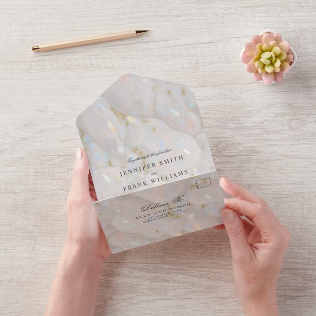 Elegant Glossy Opal Stone Unique All In One Invitation (Video)