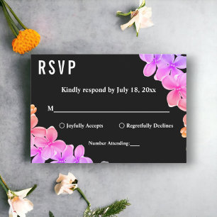Elegant Glow Neon Lights Roses Boho Floral Wedding RSVP Card