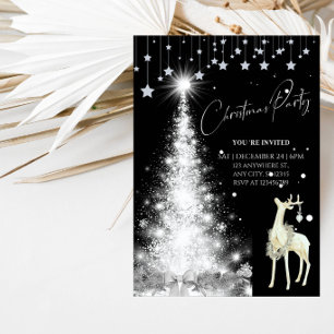 Elegant Glowing White Christmas Tree Holiday Party Invitation