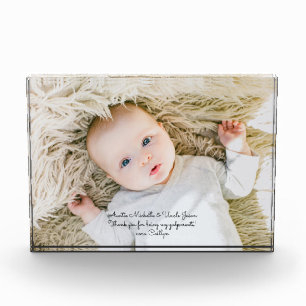 Elegant Godparent Baptism Thank You with Photo