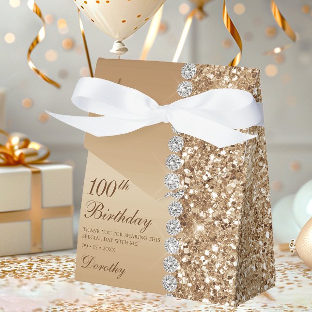 Elegant Gold 100th Birthday Favour Box (Creator Uploaded)