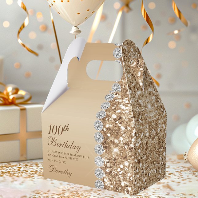 Elegant Gold 100th Birthday Favour Box (Creator Uploaded)