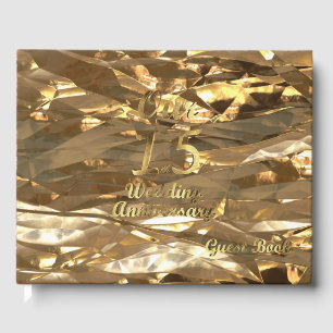 Elegant Gold 15th Wedding Anniversary Guest Book