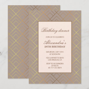 Elegant Gold 28th birthday invitations Dinner 