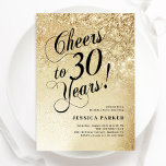 Elegant Gold 30th Birthday Invitation<br><div class="desc">Elegant 30th birthday party invitation. Elegant design in faux glitter gold and black. Features typography script font and confetti. Perfect for a stylish women's bday celebration. Personalise with your own details. Message me if you need custom age. Printed Zazzle invitations or instant download digital printable template.</div>
