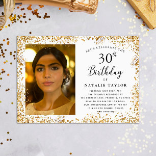 Elegant Gold 30th Birthday Party Invitation