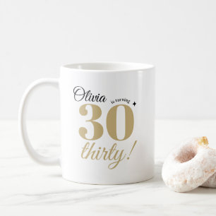 Elegant Gold 30th Birthday Personalised Souvenir Coffee Mug