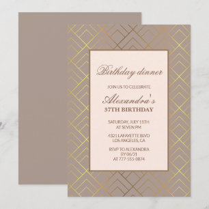 Elegant Gold 37th birthday Dinner invitations 