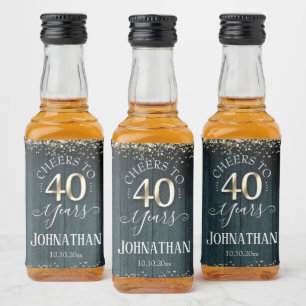 Elegant Gold 40th Birthday Scriptt Liquor Bottle Label