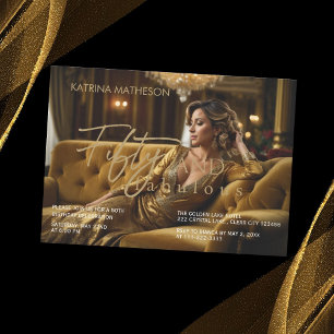 Elegant Gold 50 and Fabulous 50th Birthday Invitation