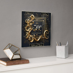 Elegant Gold: 50th Anniversary Design Square Wall Clock
