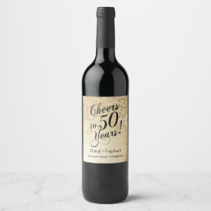 Elegant Gold 50th Anniversary Wine Label