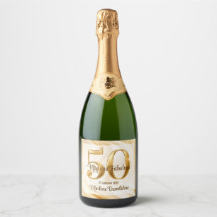 Elegant Gold 50th Birthday Celebration Sparkling Wine Label