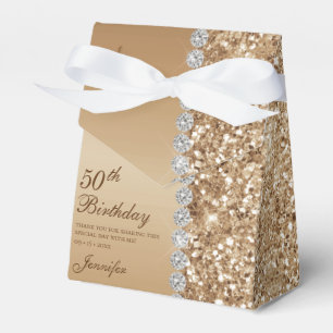 Elegant Gold 50th Birthday Favour Box