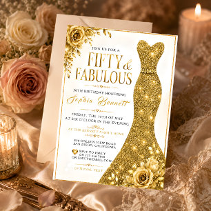 Elegant Gold 50th Birthday Invitation