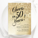 Elegant Gold 50th Birthday Invitation<br><div class="desc">Elegant 50th birthday party invitation. Elegant design in faux glitter gold and black. Features typography script font and confetti. Perfect for a stylish women's bday celebration. Personalise with your own details. Message me if you need custom age. Printed Zazzle invitations or instant download digital printable template.</div>