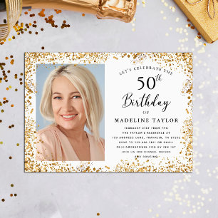 Elegant Gold 50th Birthday Invitation
