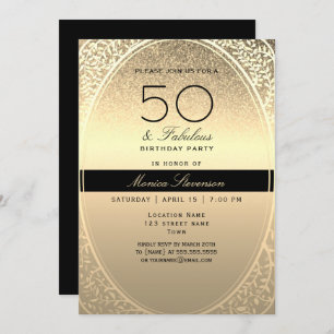 Elegant Gold 50th Birthday Invitation