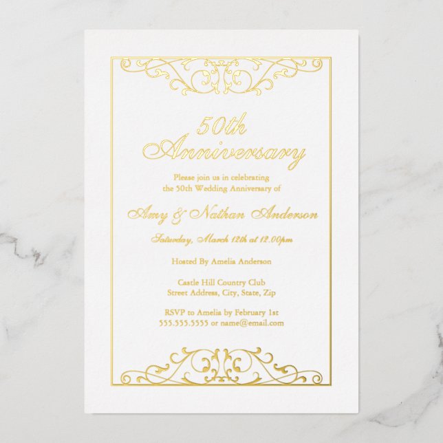 Elegant Gold 50th Wedding Anniversary  (Front)