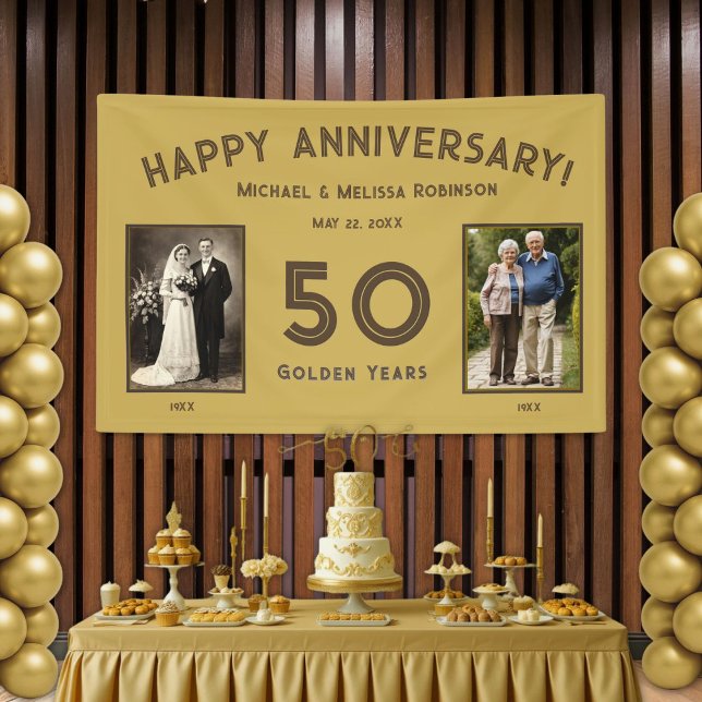 Elegant Gold 50th Wedding Anniversary  Banner (Creator Uploaded)