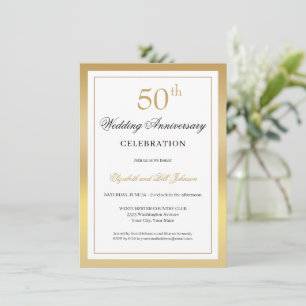 Elegant Gold 50th Wedding Anniversary Invitation