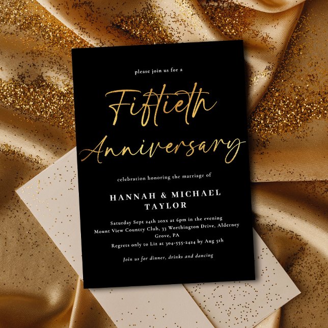 Elegant Gold 50th Wedding Anniversary Invitation (Creator Uploaded)