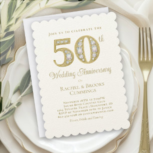 Elegant Gold 50th Wedding Anniversary Invitation