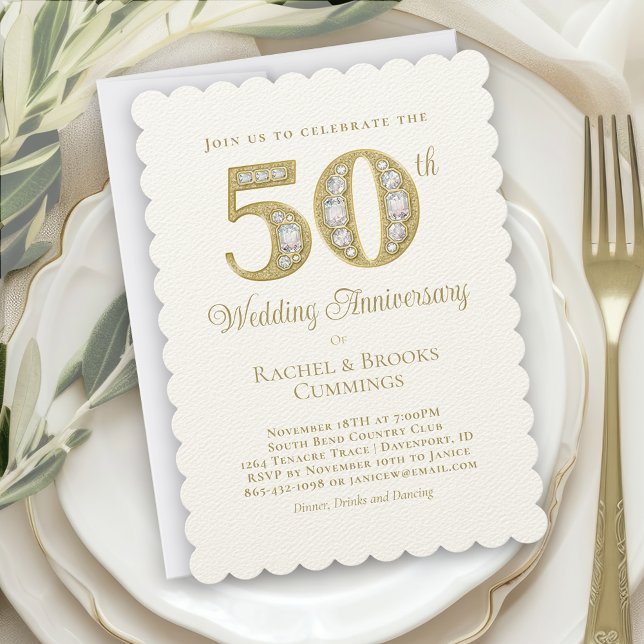 Elegant Gold 50th Wedding Anniversary Invitation (Creator Uploaded)