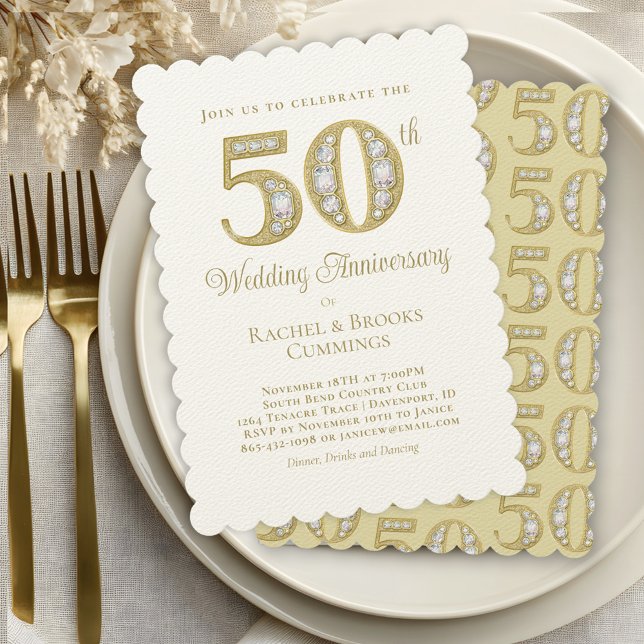 Elegant Gold 50th Wedding Anniversary Invitation (Creator Uploaded)