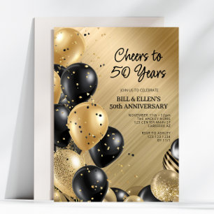 Elegant Gold 50th Wedding Anniversary Invitation