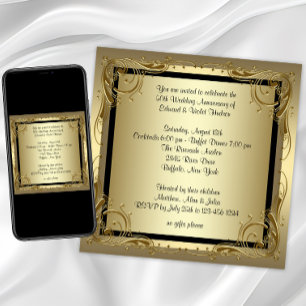 Elegant Gold 50th Wedding Anniversary Party Invitation