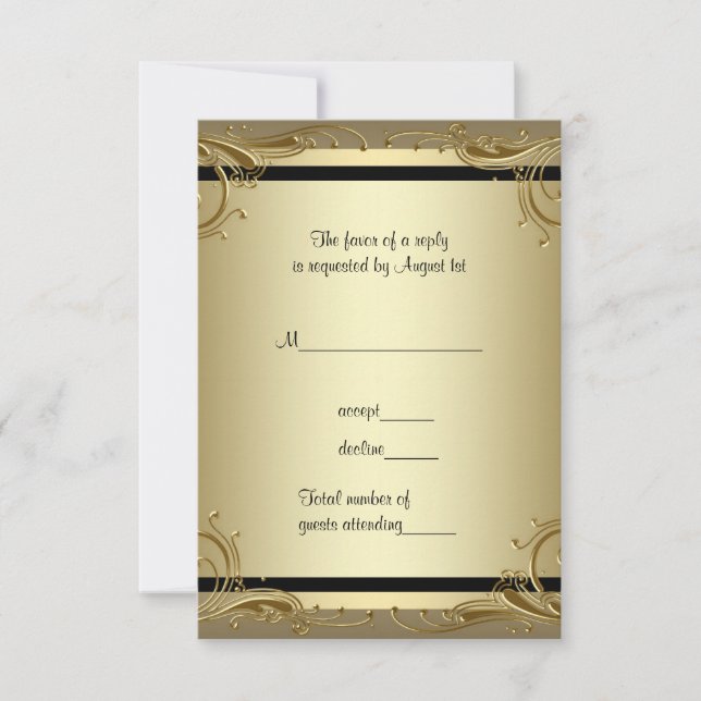 Elegant Gold 50th Wedding Anniversary Party RSVP (Front)