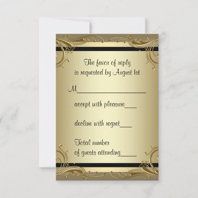 Elegant Gold 50th Wedding Anniversary Party RSVP Card (Front)