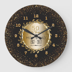 Elegant Gold 50th Wedding Anniversary Personalised Large Clock