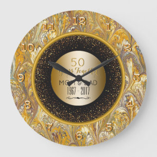 Elegant Gold 50th Wedding Anniversary Personalised Large Clock