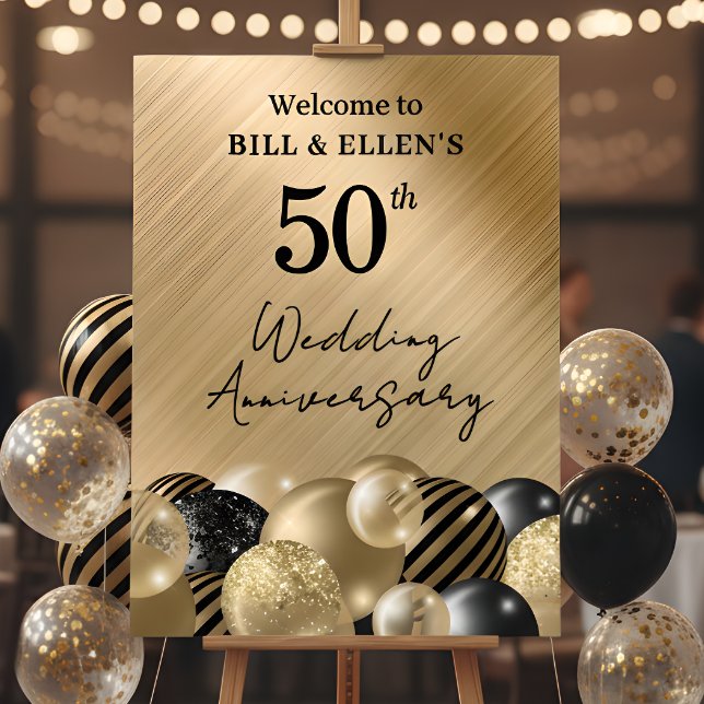 Elegant Gold 50th Wedding Anniversary Poster (Creator Uploaded)