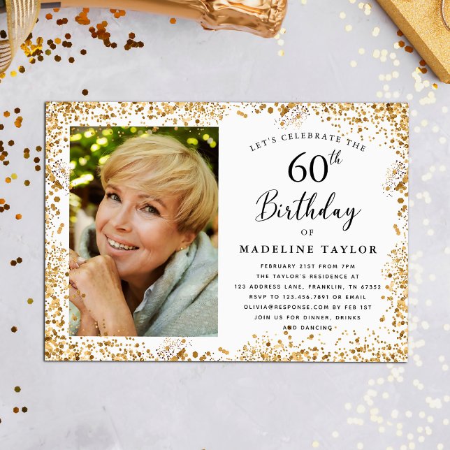 Elegant Gold 60th Birthday Invitation (Creator Uploaded)