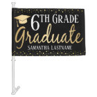 Elegant Gold 6th Grade Graduate Car Flag
