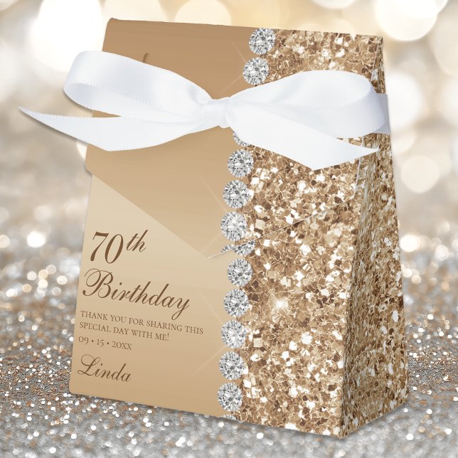 Elegant Gold 70th Birthday Favour Box (Creator Uploaded)