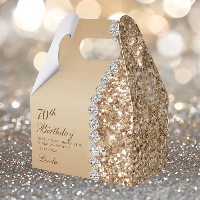 Elegant Gold 70th Birthday Favour Box (Creator Uploaded)