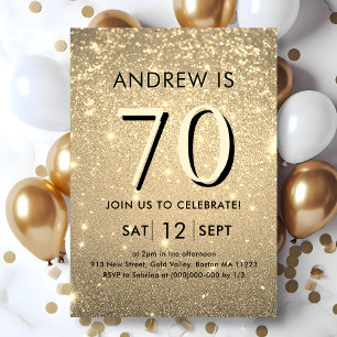 Elegant Gold 70th Birthday Invitation